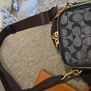 Authentic Coach Black Leather Bag with Embossed Patch
